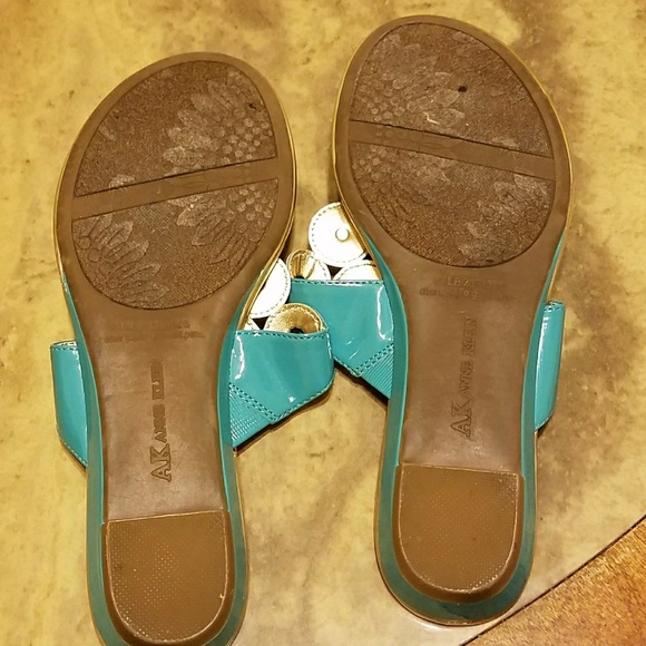 Anne Klein Iflex Teal & Silver Sandals Size 6.5 - Picture 4 of 6